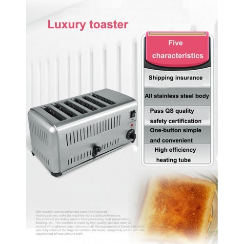 Commercial 6 Slot Toaster with 2 years parts and labour warranty
