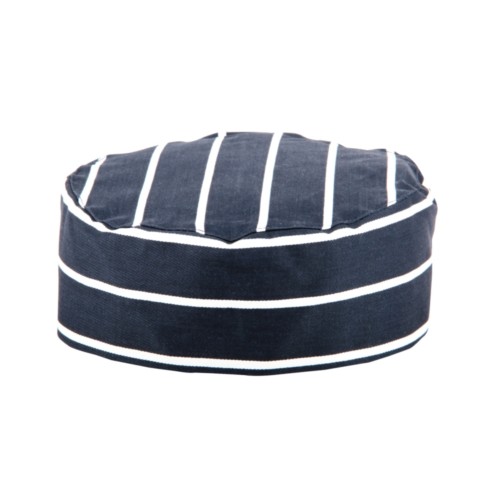 Whites Chefs Skull Cap Blue and White Butchers Stripe