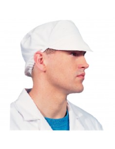 Whites Bakers Cap with Snood White