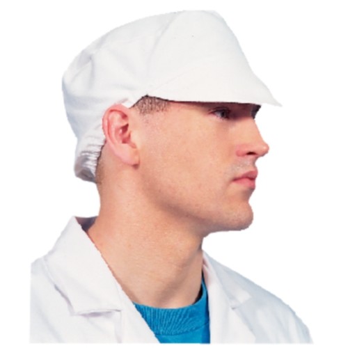 Whites Bakers Cap with Snood White