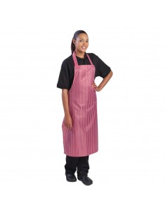 Whites Waterproof Bib Apron Red And White Stripe