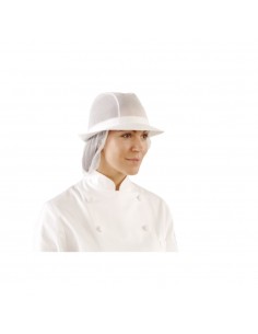 Trilby Hat with Net Snood White L