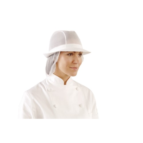 Trilby Hat with Net Snood White M