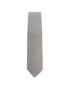 Uniform Works Tie Silver and Black Fine Stripe