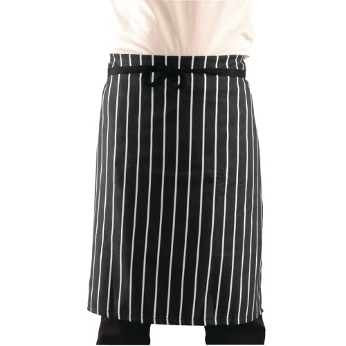 Whites Butchers Waist Apron Black and White Stripe