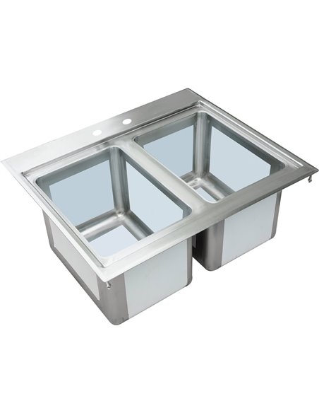 Drop-in Bar Sink 2 bowls Stainless steel | Stalwart DIBS2FB101410