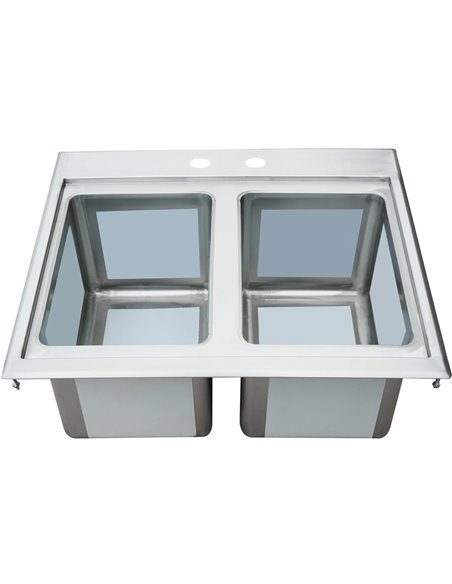 Drop-in Bar Sink 2 bowls Stainless steel | Stalwart DIBS2FB101410