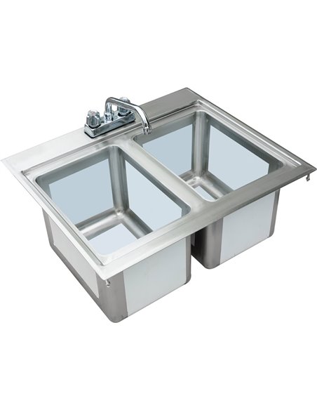 Drop-in Bar Sink 2 bowls Stainless steel | Stalwart DIBS2FB101410
