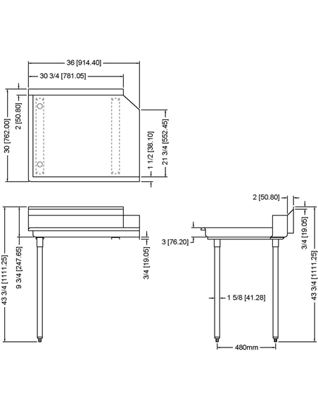 Commercial Stainless steel Pass Through Dishwasher Table Left 914mm Width | Stalwart CDT36L
