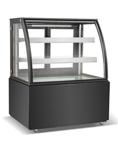 Cake counter Curved front 900x730x1300mm 3 shelves Black base LED | Stalwart GN900C3BLACK