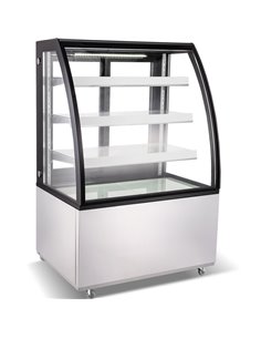 Cake counter Curved front 900x730x1300mm 3 shelves Stainless steel base LED | Stalwart GN900CF3