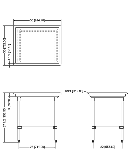 Commercial Stainless Steel Dish Sorting Table 914mm Width | Stalwart SRT36