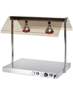 Buffet food warmer with gantry Stainless steel 2 infrared lamps Sneeze guards 2xGN1/1 | Stalwart WM2FXX