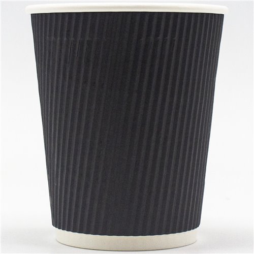 500pcs Black Ripple Wall Coffee Cup 8oz/237ml PE | Stalwart BR8OZ