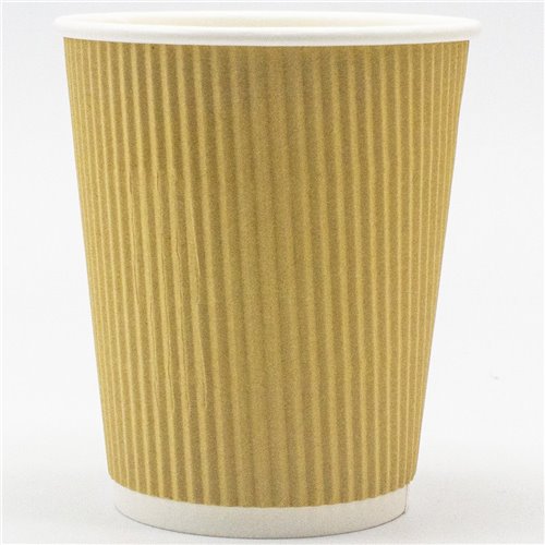 500pcs Kraft Ripple Wall Coffee Cup 8oz/237ml PE | Stalwart KR8OZ