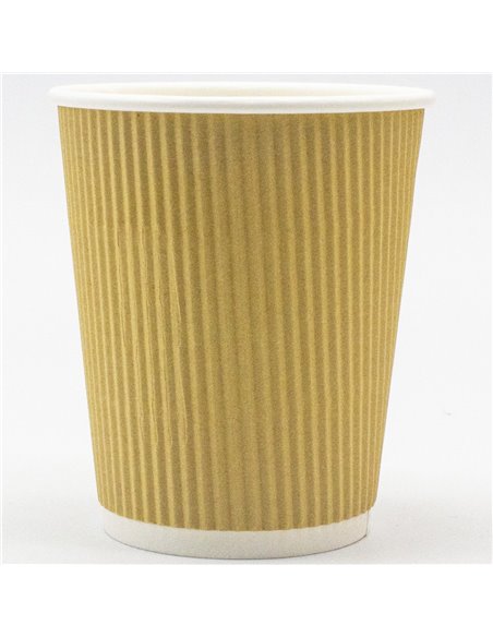 500pcs Kraft Ripple Wall Coffee Cup 8oz/237ml PE | Stalwart KR8OZ