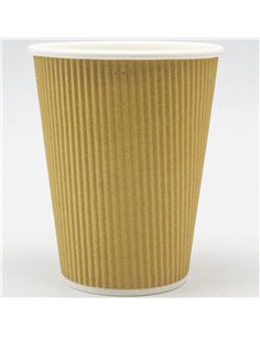 500pcs Kraft Ripple Wall Coffee Cup 12oz/354ml PE | Stalwart KR12OZ