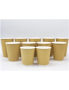 500pcs Kraft Ripple Wall Coffee Cup 16oz/473ml PE | Stalwart KR16OZ 2