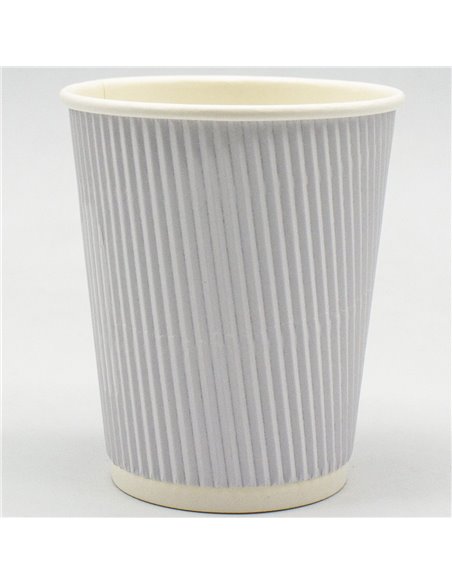 500pcs White Ripple Wall Coffee Cup 8oz/237ml PE | Stalwart WHR8OZ
