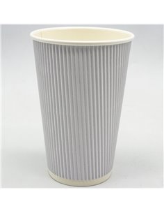 500pcs White Ripple Wall Coffee Cup 16oz/473ml PE | Stalwart WHR16OZ