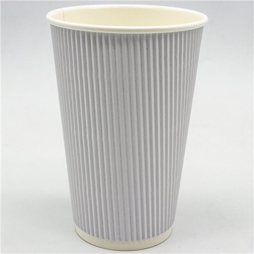 500pcs White Ripple Wall Coffee Cup 16oz/473ml PE | Stalwart WHR16OZ