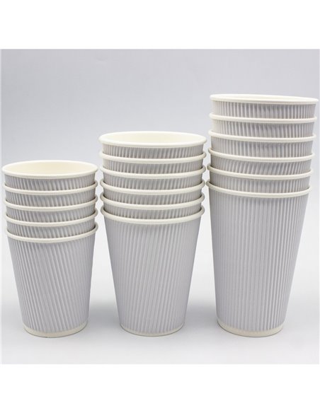 500pcs White Ripple Wall Coffee Cup 16oz/473ml PE | Stalwart WHR16OZ