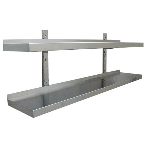 Wall shelf 2 levels 2000x400mm Stainless steel | Stalwart THWBS2R184