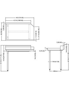Commercial Stainless steel Pass Through Dishwasher Table Left 1219mm Width | Stalwart CDT48L 2