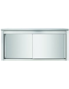 Wall cabinet Sliding doors Stainless steel Width 1600mm Depth 400mm | Stalwart VWC164D