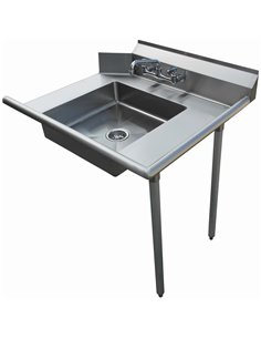 Commercial Stainless steel Pass Through Dishwasher Table with Sink Left 914mm Width | Stalwart SDT36L