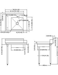 Commercial Stainless steel Pass Through Dishwasher Table with Sink Left 914mm Width | Stalwart SDT36L 2