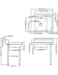 Commercial Stainless steel Pass Through Dishwasher Table with Sink Right 914mm Width | Stalwart SDT36R 2