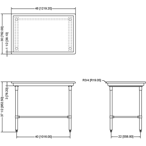 Commercial Stainless Steel Dish Sorting Table 1219mm Width | Stalwart SRT48