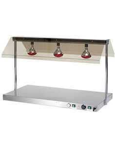 Buffet food warmer with gantry Stainless steel 3 infrared lamps Sneeze guards 3xGN1/1 | Stalwart WM3FXX
