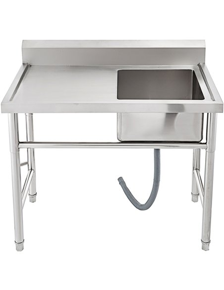 Commercial Sink Stainless steel 1200x600x900mm 1 bowl Right Splashback | Stalwart SINK12060RIGHT Commercial Sink Stainless steel 1200x600x900mm 1 bowl Right Splashback | Stalwart SINK12060RIGHT