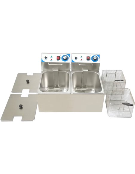 Commercial Double Deep Fat Fryer 10 + 10 litres 2.5kW Countertop | Stalwart WH122A