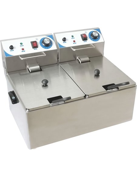 Commercial Double Deep Fat Fryer 12 + 12 litres 2.5kW Countertop | Stalwart WH162A