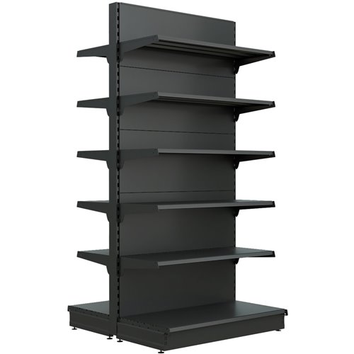 Retail Gondola Shelving Unit Black| Stalwart NSREU12BLACKDOUBLE