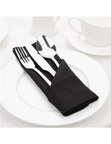 Olympia Linen Table Napkin Black 400x400mm (Pack of 12)
