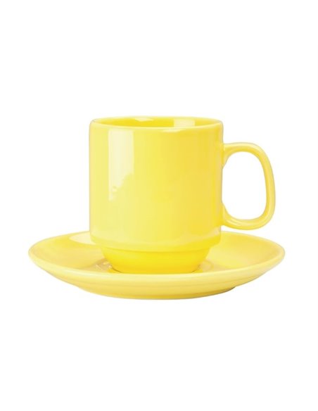 Olympia Heritage Double Well Saucers Yellow 163mm (Pack of 6)