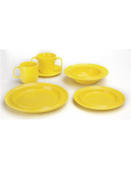 Olympia Heritage Double Well Saucers Yellow 163mm (Pack of 6)