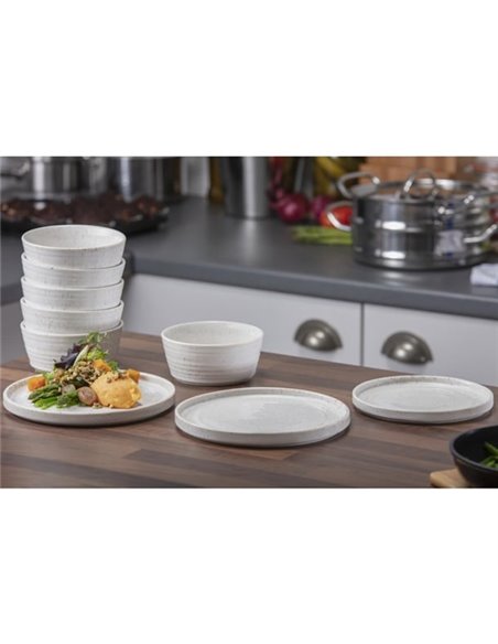 Olympia Cavolo Serve Like A Pro 18-Piece White Speckle Dinner Set