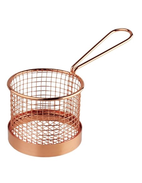 Olympia Round Chip Presentation Basket With Handle Copper