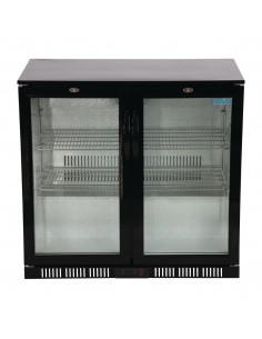Polar GL012 Double Hinged Door Back Bar Cooler Black with LED Lighting 2
