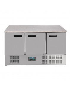 Polar 3 Door Refrigerated Counter with Marble Work Top 368Ltr 2