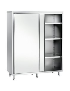Upright Pan cupboard Stainless steel Sliding doors 3 shelves 1200x600x1800mm | Stalwart DA-GSK12618SM