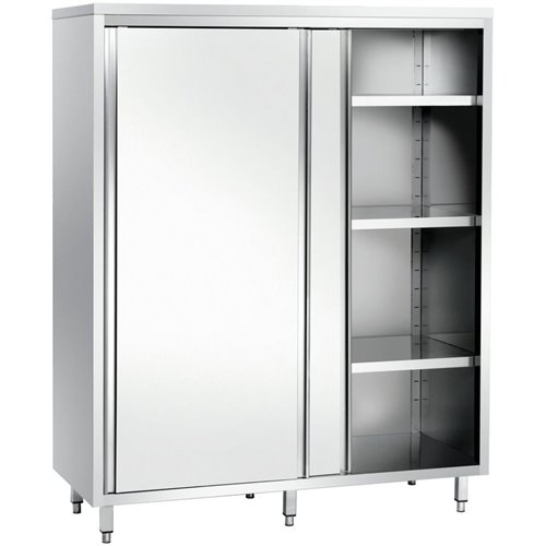Upright Pan cupboard Stainless steel Sliding doors 3 shelves 1200x600x1800mm | Stalwart DA-GSK12618SM