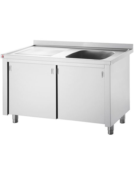 Commercial Sink with Cupboard Stainless steel 1 bowl Right Splashback Width 1000mm Depth 600mm | Stalwart DA-THSSR106BR1 Commercial Sink with Cupboard Stainless steel 1 bowl Right Splashback Width 1000mm Depth 600mm | Stalwart DA-THSSR106BR1