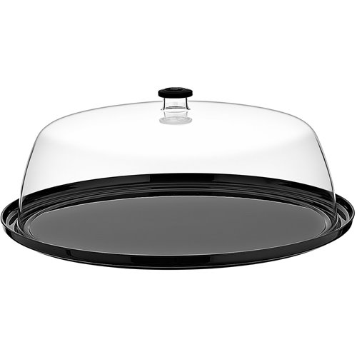 Polycarbonate Gastronorm Tray with Dome Cover Round Ø350mm Depth 20mm Black | Stalwart DA-GF13-GFT13B