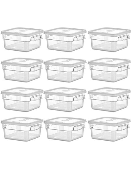 Pack of 12 Food storage Container with lid 1.9 litre 201x189x97mm Polypropylene | Stalwart DA-GSPP2+GSPPL2